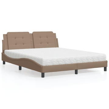 vidaXL Bed met matras Zadar kunstleer cappuccinokleurig, Huis en Inrichting, Slaapkamer | Bedden, Verzenden, Nieuw
