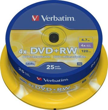 Verbatim 43489 DVD+RW disc 4.7 GB 25 stuk(s) Spindel Hers..., TV, Hi-fi & Vidéo, Lecteurs CD, Verzenden