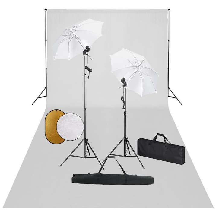 vidaXL Fotostudioset met lampen, paraplus, achtergrond en, Audio, Tv en Foto, Fotografie | Fotostudio en Toebehoren, Nieuw, Verzenden
