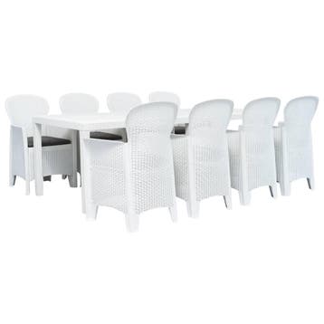 vidaXL 9-delige Tuinset rattan-look kunststof wit, Verzenden, Nieuw, Tuinset