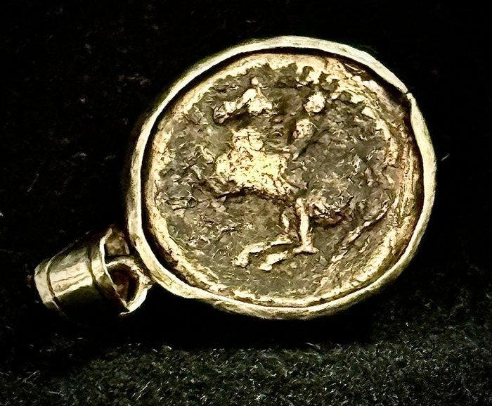 Oud-Grieks Brons, Zilver Coin pendant, Filips II, vader van, Verzamelen, Mineralen en Fossielen