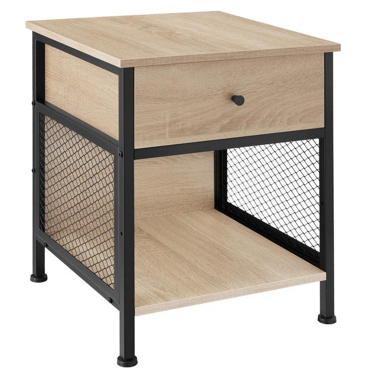 tectake Nachtkastje Killarney 45x46x55,5cm - Industrieel lic, Maison & Meubles, Tables | Tables d'appoint, Envoi