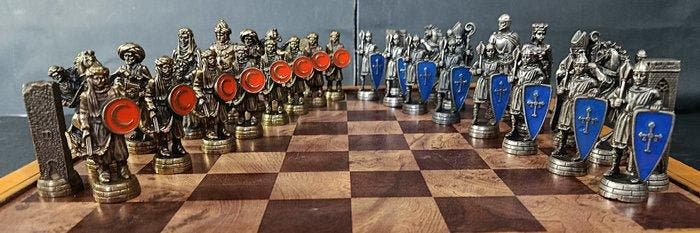 Schaakspel - Las Cruzadas - Brons, Hout, Antiek en Kunst, Curiosa en Brocante