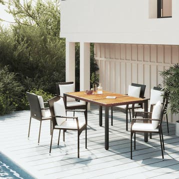 vidaXL 5-delige Tuinset met kussens poly rattan zwart, Verzenden, Nieuw, Tuinset