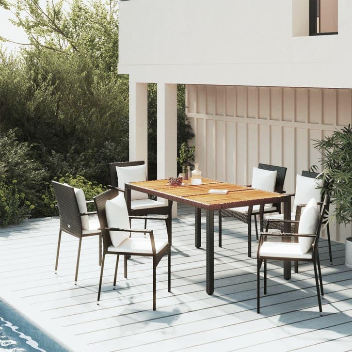 vidaXL 5-delige Tuinset met kussens poly rattan zwart, Jardin & Terrasse, Ensembles de jardin, Envoi