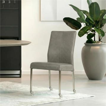 Set van 6 Leren eetkamerstoelen Comfort met wieltjes -, Ophalen of Verzenden, Nieuw, Leer