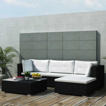 vidaXL 5-delige Loungeset met kussens poly rattan zwart, Verzenden, Nieuw, Loungeset