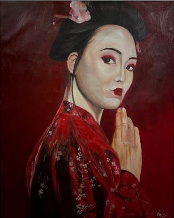 Hoàng Quoc Vinh (1981) - Étude dune geisha 100 80 cm, Antiquités & Art