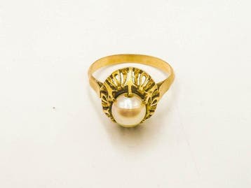 Ring - 18 karaat Geel goud Parel, Nieuw
