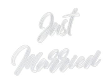 Strijk Embleem Just Married 30cm, Hobby en Vrije tijd, Verzenden, Nieuw