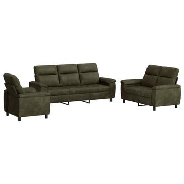 vidaXL bank / zetelstel 3 pcs Bruin Kunst Suède Leer, Huis en Inrichting, Verzenden, Nieuw