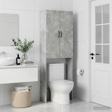 vidaXL Toiletkast HAARLEM Betongrijs 66 x 25,5 x 190 cm, Huis en Inrichting, Verzenden, Nieuw