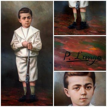 Bambino con fucile - Paneel - Karton - XL (120 cm)