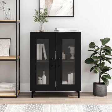 vidaXL Dressoir 69,5x34x90 cm bewerkt hout zwart, Huis en Inrichting, Kasten | Dressoirs, Verzenden, Nieuw