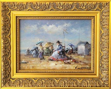 Camille Rousseau (1949) - Les élégantes à la plage ~ Onival, Antiquités & Art