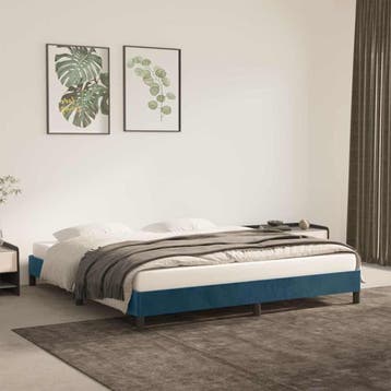 vidaXL Bedframe zonder matras 160x200 cm fluweel donkerblauw, Verzenden
