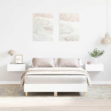 vidaXL Bedframe zonder matras 140x190 cm spaanplaat wit, Verzenden