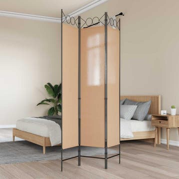 vidaXL 3-Panel Room Divider Beige 120 x 200 cm Stof, Huis en Inrichting, Verzenden, Nieuw