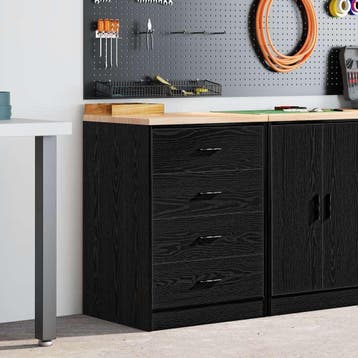 vidaXL Garagekast 60x51x85 cm massief grenenhout zwart, Verzenden