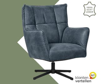 Leren draaifauteuil Lovely - Kenia Denim (blauw), Ophalen of Verzenden