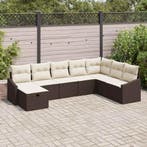 vidaXL Tuinbank Set met kussen met opslag 8 pcs poly rattan, Verzenden