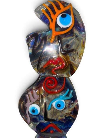 sculptuur, Totem - 22 cm - Glas