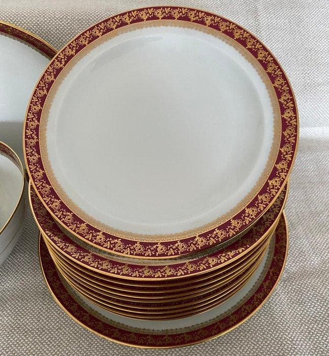Limoges - Tafelservies (14) - Porselein, Goud, Antiek en Kunst, Antiek | Meubels | Tafels
