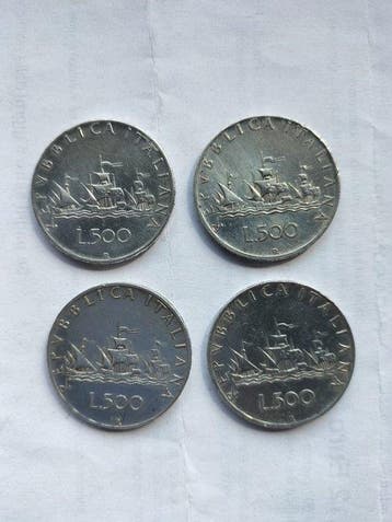 Italië. 500 Lire Caravelle in Argento - Repubblica