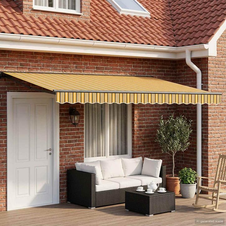 vidaXL Handbediende luifel met LEDs Geel, Grijs, Anthraciet, Tuin en Terras, Zonneschermen, Nieuw, Verzenden