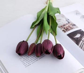 Tulpen real touch luxe siliconen latex dark purple 33 cm