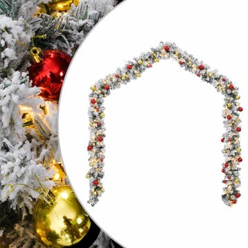 vidaXL Kerstslinger met kerstballen en LED-lampjes 5 m PVC, Verzenden