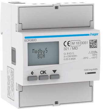 Hager Elektriciteitsmeter - ECR380D, Verzenden, Nieuw