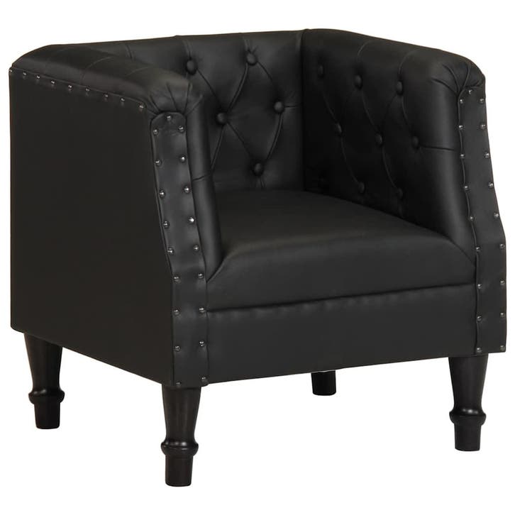 vidaXL Fauteuil echt leer zwart, Maison & Meubles, Fauteuils, Envoi