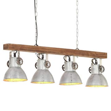 vidaXL Plafondlamp industrieel E27 mangohout zilverkleurig, Verzenden