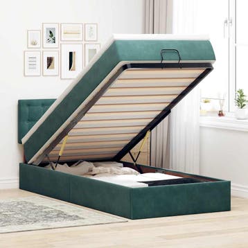vidaXL Bed poef met matras en LEDs 90x200 cm fluweel, Verzenden