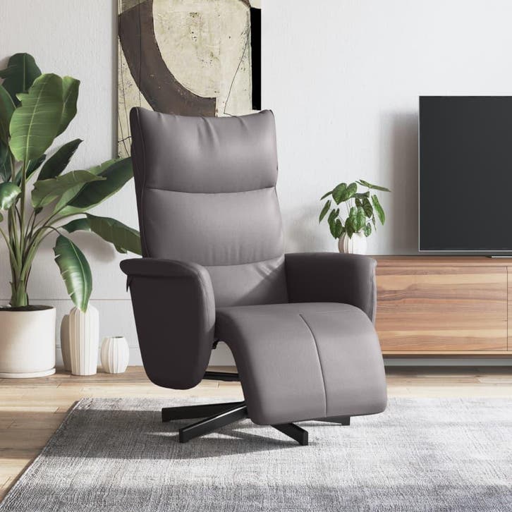 vidaXL Fauteuil verstelbaar met voetensteun kunstleer grijs, Huis en Inrichting, Fauteuils, Nieuw, Verzenden