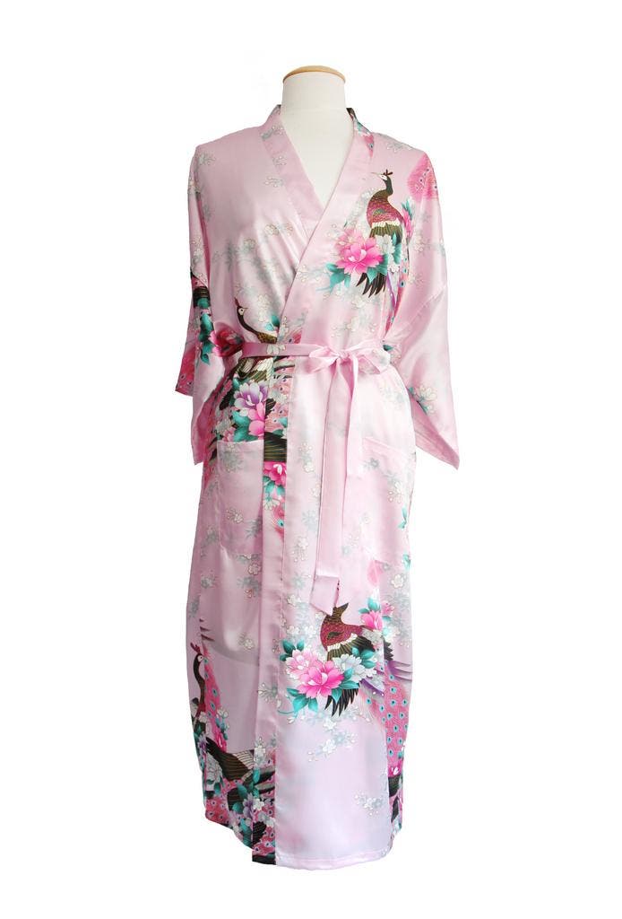 KIMU® Kimono Lichtroze 7/8e XL-XXL Yukata Satijn Boven dekel, Kleding | Dames, Carnavalskleding en Feestkleding, Nieuw, Ophalen of Verzenden