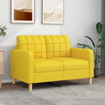 vidaXL Tweezitsbank / zetel 120 cm stof lichtgeel, Verzenden