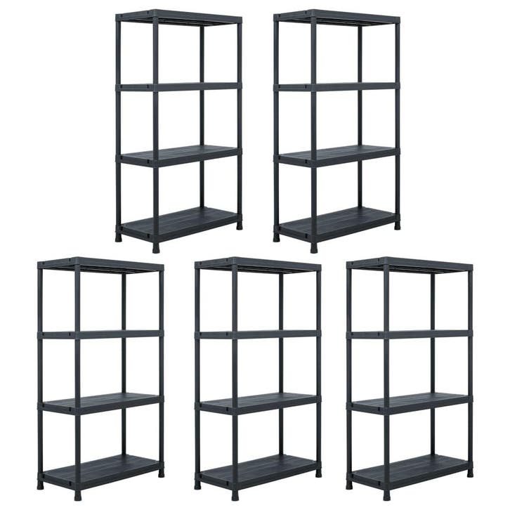 vidaXL Opbergrekken 5 st 60x30x138 cm kunststof zwart, Maison & Meubles, Armoires | Étagères, Envoi