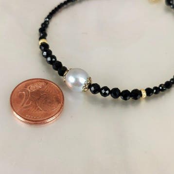 Zonder minimumprijs - Armband Zilver Parel - Spinel -, Nieuw