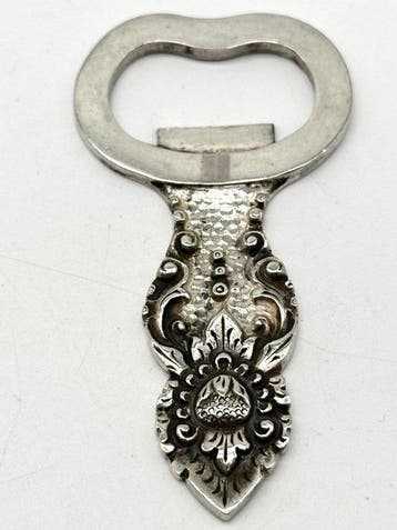 No reserve-Antieke massieve zilveren Flesopener met, Antiek en Kunst, Kunst | Niet-Westerse kunst