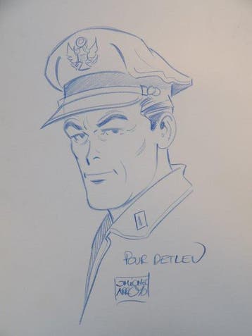 Buck Danny - fraaie fantekening - gesigneerd Arroyo,, Boeken, Nieuw