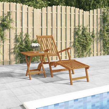 vidaXL Terrasstoel met voetensteun en tafel massief, Verzenden