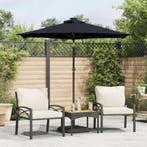 vidaXL Parasol met stalen paal 225x225x212 cm zwart, Verzenden