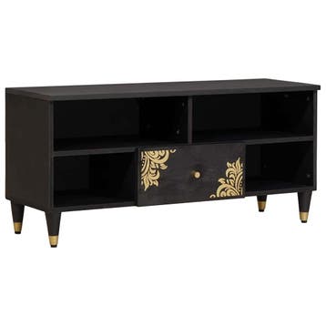 vidaXL TV Kast met lade Zwart 100 x 33 x 46 cm Massief Mango, Verzenden, Nieuw