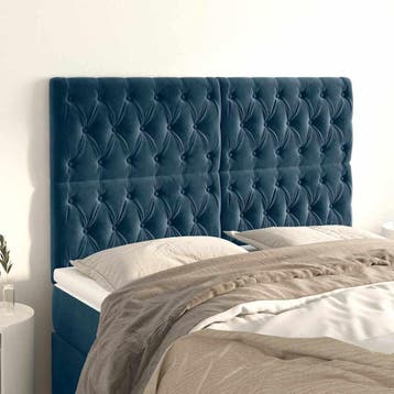 vidaXL Hoofdbord donkerblauw 160x7x118/128 cm fluweel, Maison & Meubles, Verzenden