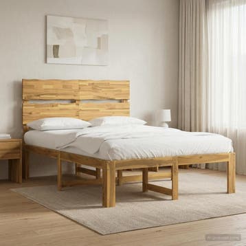 vidaXL Tweepersoonsbed met hoofdbord ROSTOCK Wit 160 x 200, Verzenden, Nieuw
