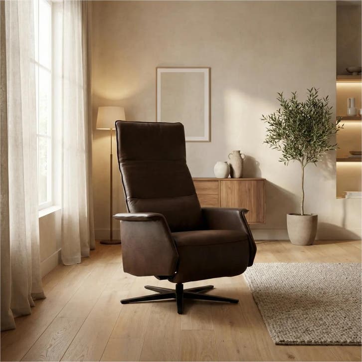 Leren relaxfauteuil Mojo - Granada Chocolate (bruin) -, Maison & Meubles, Fauteuils, Enlèvement ou Envoi