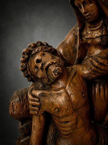 sculptuur, Pietã fin XVIè début XVIIè - 50 cm - Hout, Antiquités & Art