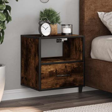 vidaXL Nachtkastjes 2st wandgemonteerd 40x31x39,5cm gerookt, Verzenden